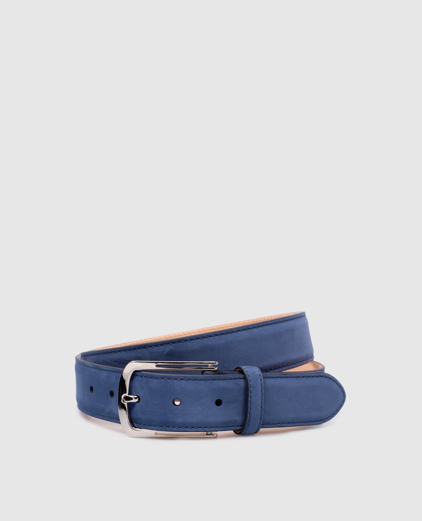 Blue suede belt with logo