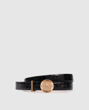Versace Чорний шкіряний ремінь з емблемою Medusa Biggie 10047931A11597
