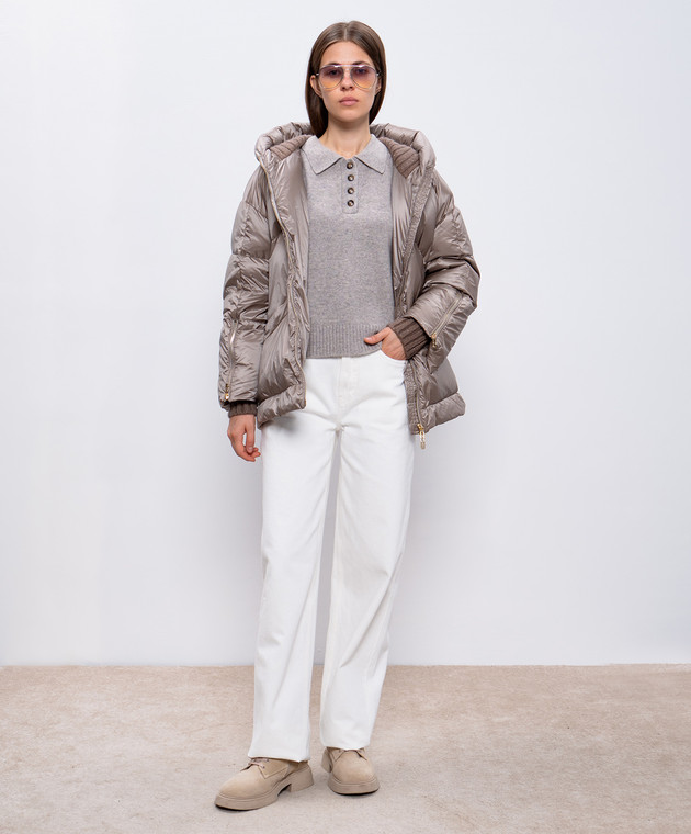 Stilnology Бежевая пуховая куртка с логотипом 75T554 изображение 2