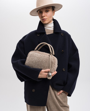 Brunello Cucinelli Бежева сумка Boston Explorer з ширлінгу MBTPD2631