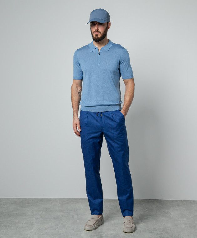 Enrico Mandelli - Blue pants made of linen, wool and silk GYM02B5334 ...