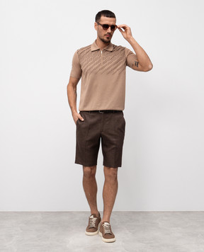 Bertolo Cashmere Коричневое поло с шелком с тканым узором. 902456002491