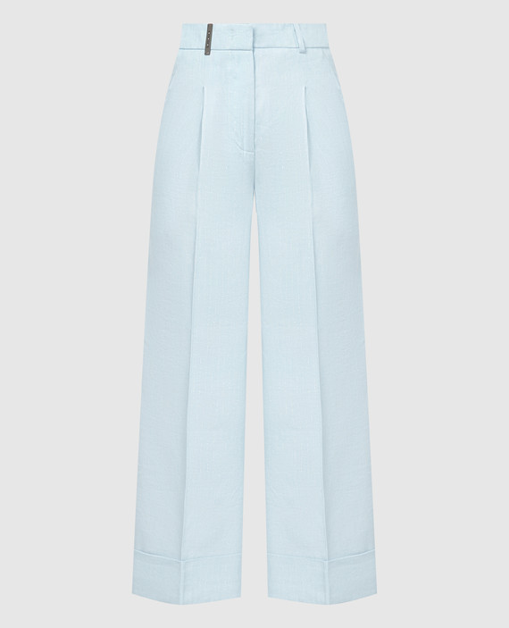 Blue pants with linen and lurex
