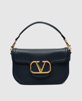 Valentino Синя шкіряна сумка-месенджер LOCÒ з металевим логотипом VLogo Signature 5W2B0N20IMZ