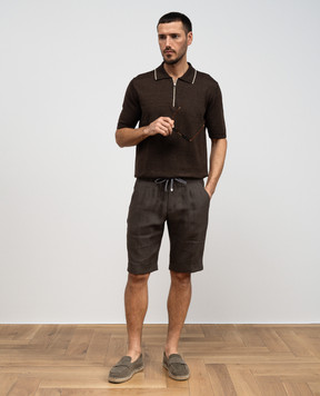 Cashmere&Whiskey Коричневое поло с леном MU9952318455R
