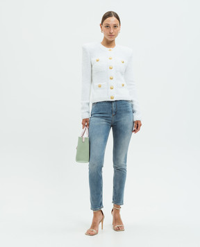 Balmain Синие джинсы скини с эффектом потертости DF1MG008DE81