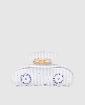 Emi Jay Блакитний затискач для волосся Sweetheart з кристалами Swarovski в смужку BLUEBREEZE