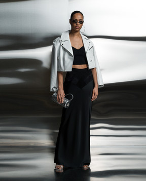 Off-White Черная юбка с кружевом OWCC185S24FAB002