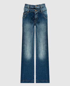 Versace Jeans Couture Сині джинси кльош з ефектом накладання шарів з логотипом 76HAB503DW009M31