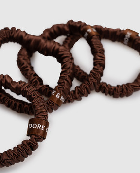 Dore & Rose Набір коричневих резинок для волосся із шовку PREMIUMSCRUNCHIES