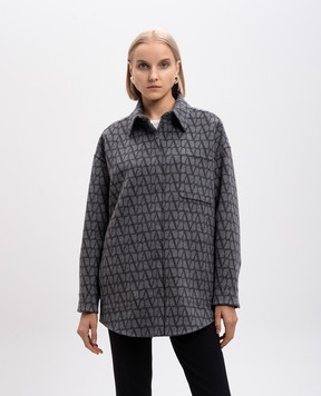 Valentino Серая двусторонняя куртка из шерсти и кашемира с узором Toile Iconographe 5B3CI1058MB