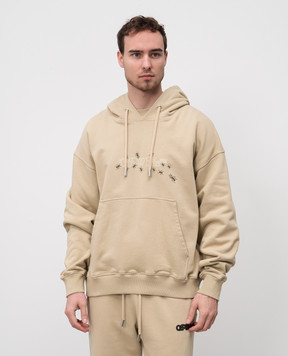 Off-White Бежево худи с принтом эмблемы Ants Arrow OMBB085S25FLE00N