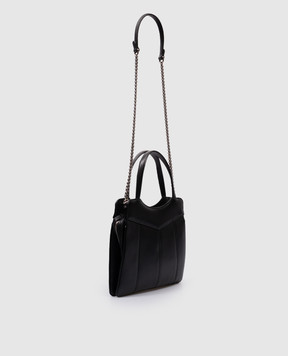 Gucci Черная кожаная сумка с металлическим логотипом GG 745918AABSG