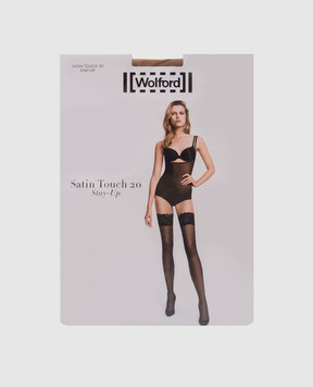 Wolford Бежеві панчохи Satin touch 20 Den з мереживом 21223