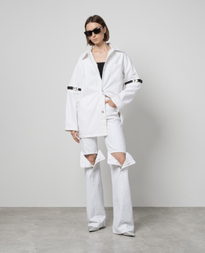 Coperni Білі джинси кльош з розрізами COPP55251