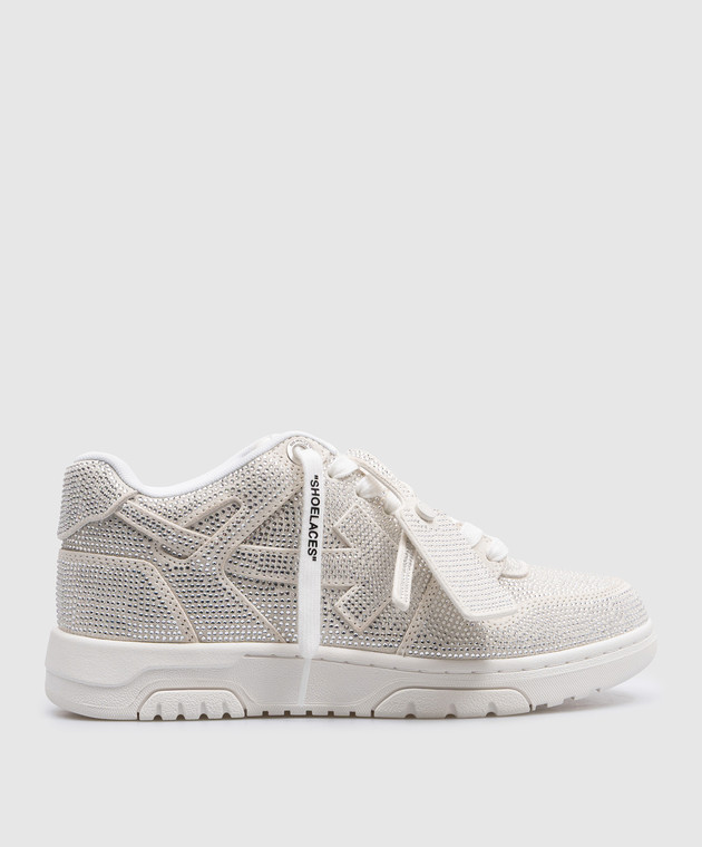 Off-White - Белые замшевые кроссовки Out Of Office с кристаллами