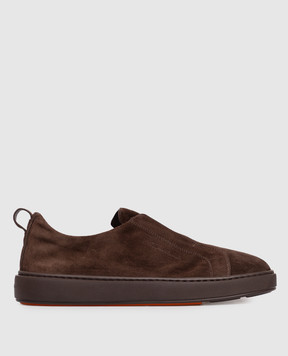 Santoni Коричневі замшеві сліпони з тисненням логотипа MBCD21995SMOTSEY