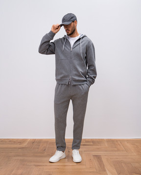 Brunello Cucinelli Серая меланжевая спортивная куртка с кашемиром и шелком. MM8319069G