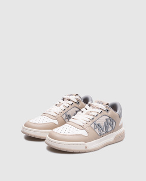 AMIRI Бежевые кожаные кроссовки Classic Low с логотипом AWFOSR1073