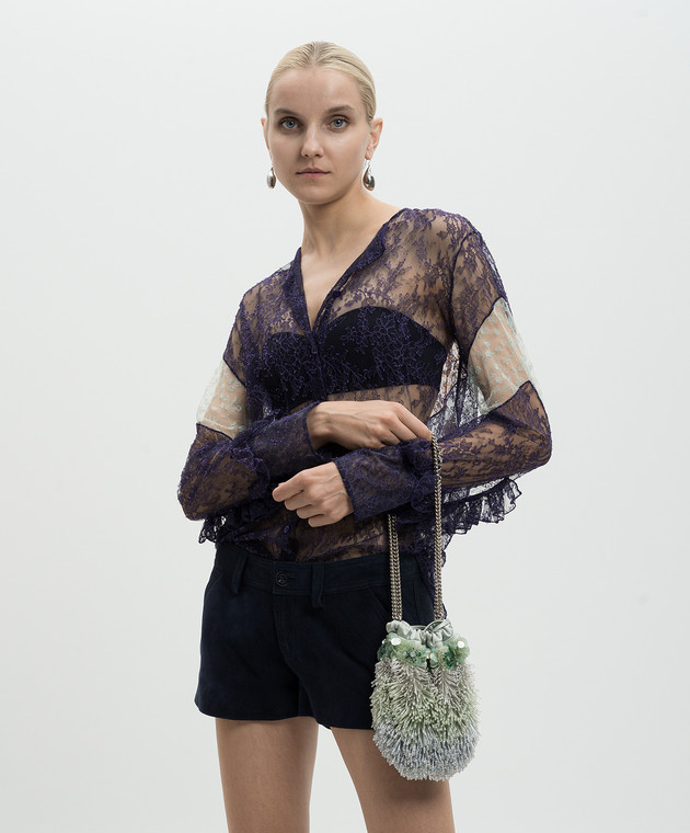 Alberta Ferretti - Зеленая сумка с бусинами и пайетками B8411