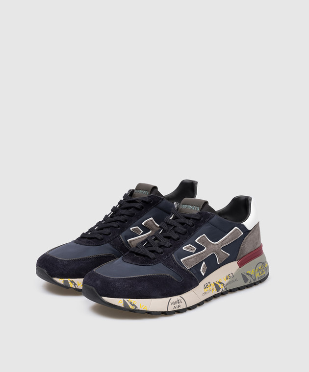 Premiata Синие комбинированные кроссовки Mick с логотипом MICK изображение 2