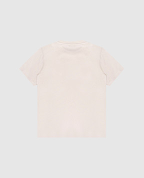Balmain Дитяча бежева футболка з вишивкою логотипа BX8P41Z31861214