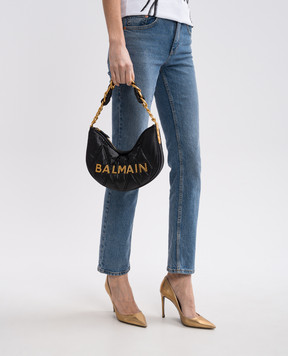 Balmain Черная сумка-хобо Soft Moon с дутым эффектом EN1BQ954TNDT