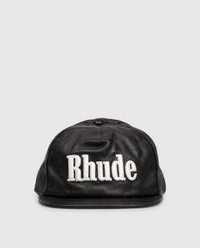 Rhude Черная кожаная кепка с вышивкой логотипа RHPF25HA01459