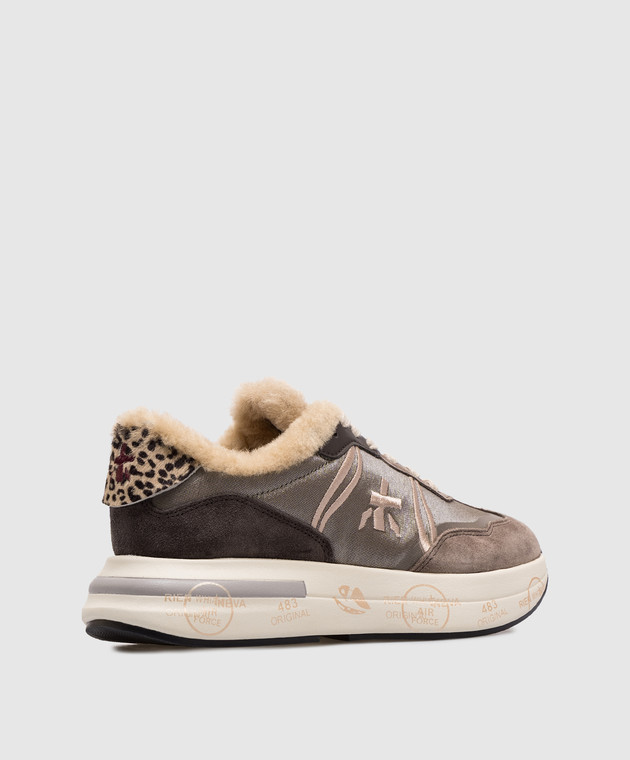 Premiata Коричневые комбинированные кроссовки Cassie на меху CASSIE изображение 3