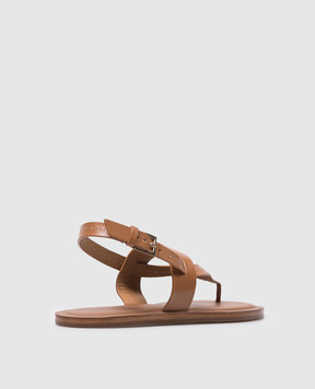 Max Mara Коричневые кожаные сандалии THONG STITCH THONGSTITCH