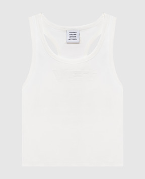Vetements Білий топ в рубчик з вишивкою Vet WH76TT200W