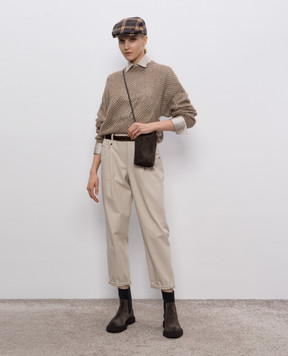 Brunello Cucinelli Бежеві штани з ланцюжком моніль MP126P8417