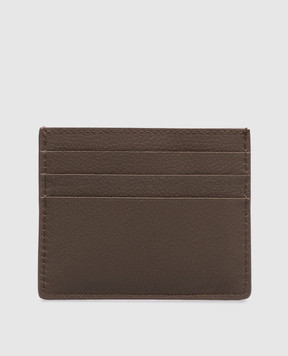 Brunello Cucinelli Коричневий шкіряний картхолдер з логотипом MWEID2713