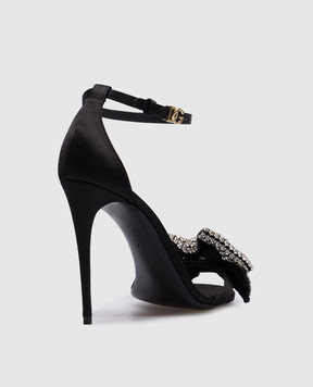 Dolce&Gabbana Черные босоножки с кристаллами с логотипом DG CR1793A9S43