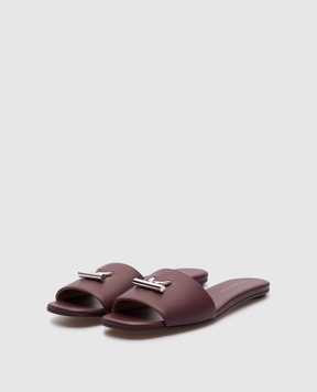 Alexander McQueen Бордові шкіряні шльопанці T-bar 817471WIACT