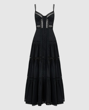 Charo Ruiz Черное платье-рубашка Ardele с кружевом 241641