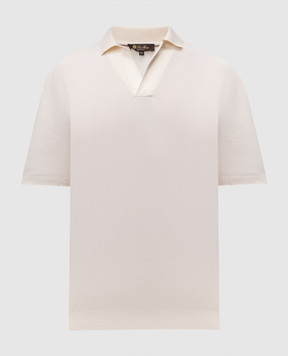 Loro Piana Бежевое поло Buttonless с шелком FAM0531