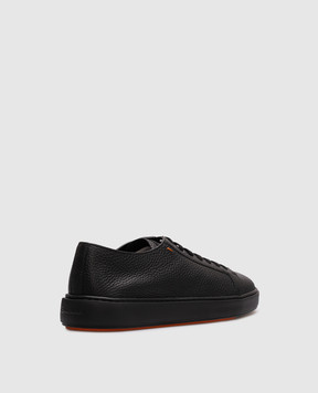 Santoni Чорні шкіряні кросівки з логотипом MBCD21571NEANMMD