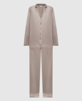 Dore & Rose Бежевая пижама из шелка с окантовкой PREMIUMSILKPJSET