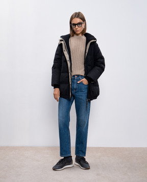Brunello Cucinelli Черный пуховик с планкой из кашемира MD5997921