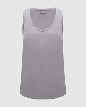 Brunello Cucinelli Серый топ из шелка M0C59E0600