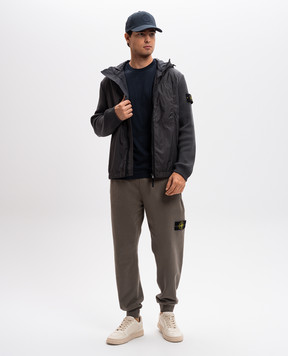Stone Island Серая комбинированная куртка со съемным патчем логотипа 811545637