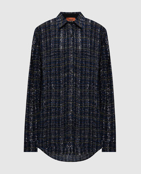 Missoni Синяя блуза с пайетками и люрексом DS25WJ0WBC005W