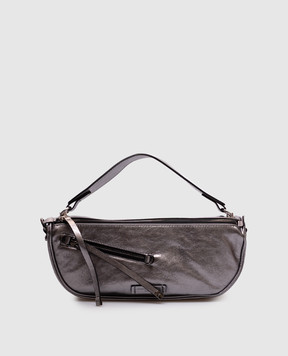 Gianni Chiarini Срібляста шкіряна сумка-багет Cindy BS11700VNCMET