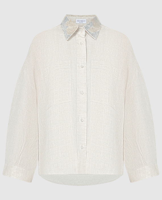 Beige linen blouse with sequins