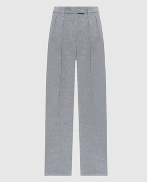 Brunello Cucinelli Серые брюки из льна с люрексом MH547P8512