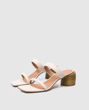 Off-White Бежевые босоножки с фигурными каблуками OWIH059S24LEA001