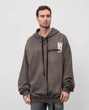 Ann Demeulemeester Серые худи с винтажным эффектом B0012871FA640