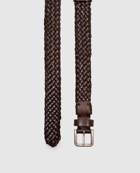 Dolce&Gabbana Коричневый кожаный плетеный пояс BC4924A9Q22