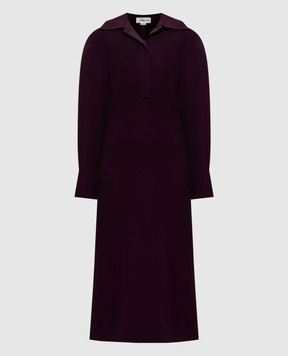 Victoria Beckham Бордовое платье миди с драпировкой 1425WDR006598A